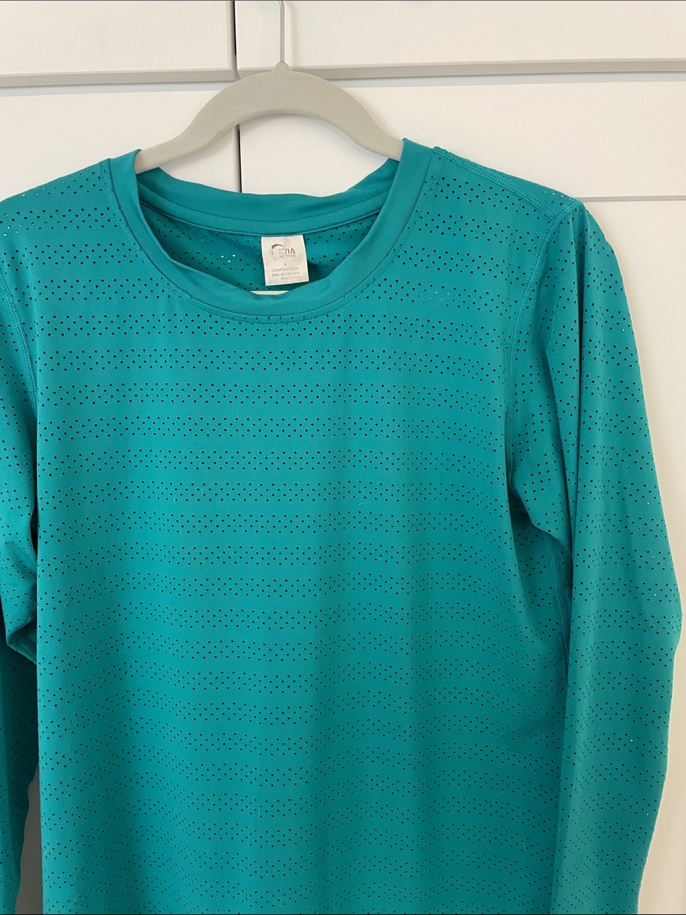 Women's Long Sleeve Perforated Tee - Teal